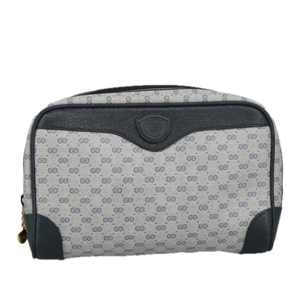 GUCCI Micro GG Supreme Clutch Bag PVC Navy Gold 014 89 0094 Auth 99300 - Picture 13 of 16